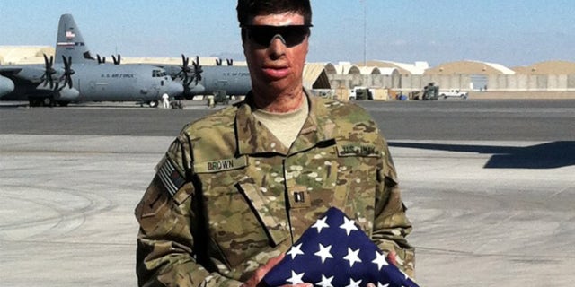 File photo of first-time candidate and retired Army Capt. Sam Brown, an Afghanistan war veteran who's running for the Republican Senate nomination in Nevada.