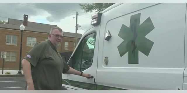 Charles McFall preparing to enter the Trinity EMS paramedic vehicle. (Jayla Whitfield/Fox News)