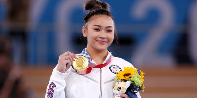 Sunisa Lee of Team USA poses with her gold medal after winning the women's final on day six of the Tokyo 2020 Olympic Games at Ariake Gymnastics Center on July 29, 2021 in Tokyo, Japan.