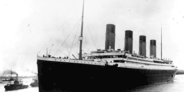In this April 10, 1912, file photo, the RMS Titanic leaves Southampton, England, on her maiden voyage.
