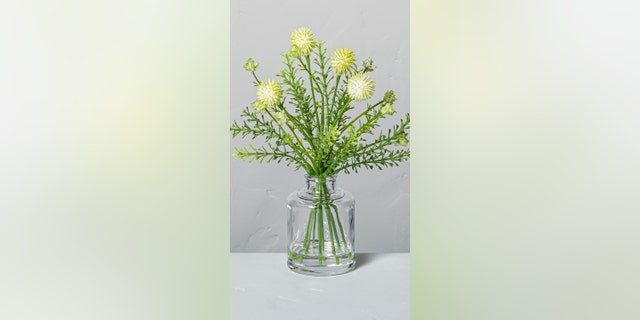 Choose from a 6.5 or 8.5 inch size for this darling faux shrub bouquet.