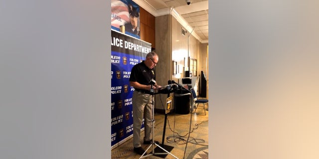 Toledo, Ohio police chief George Kral addresses the media after a shooting in which one person was killed and 11 others injured during a block party on the fourth of July. 