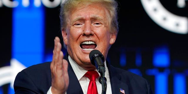 Former President Donald Trump speaks to supporters at a Turning Point Action gathering, Saturday, July 24, 2021, in Phoenix. (AP Photo/Ross D. Franklin)