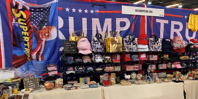 Donald Trump merchandise for sale at CPAC in Dallas, on July 11, 2021 in Dallas, Texas.