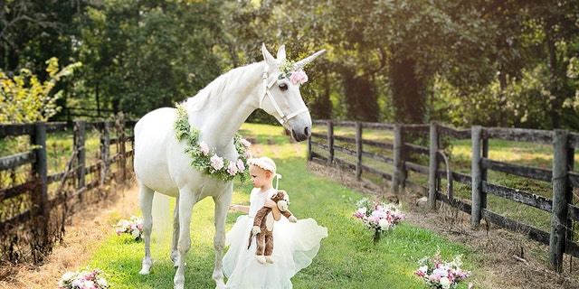Abigail Leggio, 3, from Tennessee who was diagnosed with brain cancer, was able to meet "unicorns" through the Make-A-Wish Foundation. 