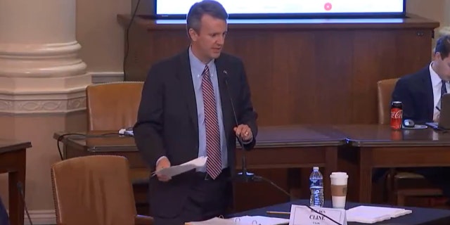 Rep. Ben Cline, R-V.a., introduces an amendment asking President Biden to declassify information linking the Wuhan Institute of Virology to the origins of the COVID-19 pandemic. (Credit: C-SPAN screenshot)