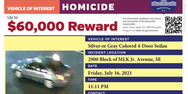 The vehicle of interest used in the shooting that that killed Nyiah Courtney, 6, and wounded five others. 