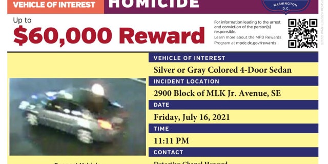 The vehicle of interest used in the shooting that that killed Nyiah Courtney, 6, and wounded five others.