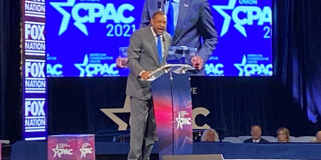 Former Georgia state lawmaker Vernon Jones, who's primary challenging GOP Gov. Brian Kemp in 2022, speaks at CPAC Dallas on July 11, 2021 in Dallas, Texas. (Fox News)