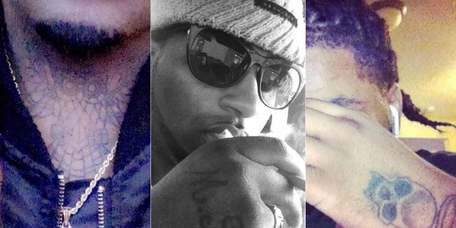 Authorities released several photos showing Christopher Terrell Anderson's distinct tattoos on his neck and hands.