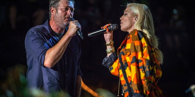 Stefani and Shelton perform together for the first time in public at the Country Thunder Music Festival in Twin Lakes, Wisconsin. 