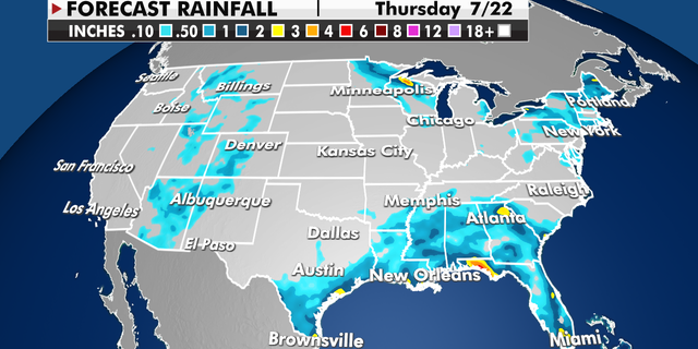 Expected rainfall totals through Thursday. (Fox News)