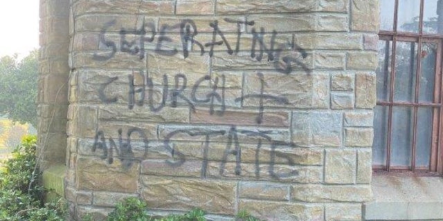 Graffiti at Forest Lawn Memorial Park in Anderson, S.C. (Credit: Forest Lawn Memorial Park manager Joe Owens)