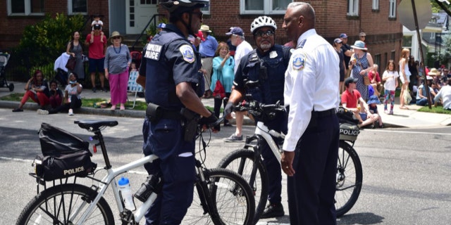 Washington Metropolitan Police gather on bikes. A new unit will be manned by officers on bikes and scooters.