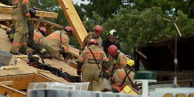One person was trapped in the rubble for roughly an hour and a half, but firefighters were communicating with him and able to rescue him at about 5 p.m. (DC Fire and EMS)