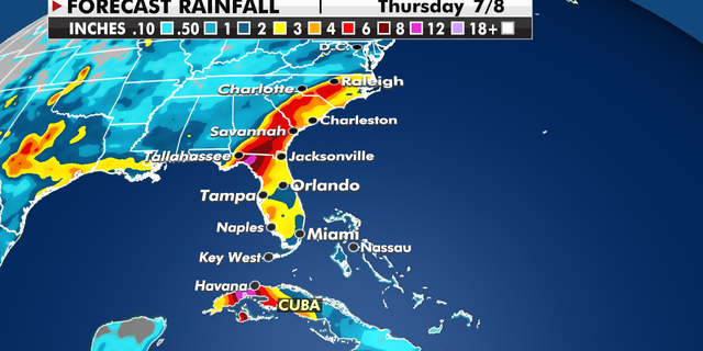 Expected rainfall through Thursday next week. (Fox News)