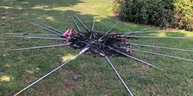 Flags burned at Forest Lawn Memorial Park in Anderson, S.C. (Credit: Forest Lawn Memorial Park manager Joe Owens)