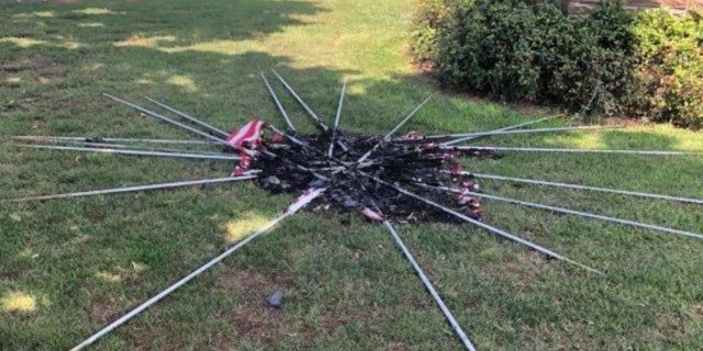 Flags burned at Forest Lawn Memorial Park in Anderson, S.C. (Credit: Forest Lawn Memorial Park manager Joe Owens)