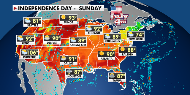 The Fourth of July forecast. (Fox News)