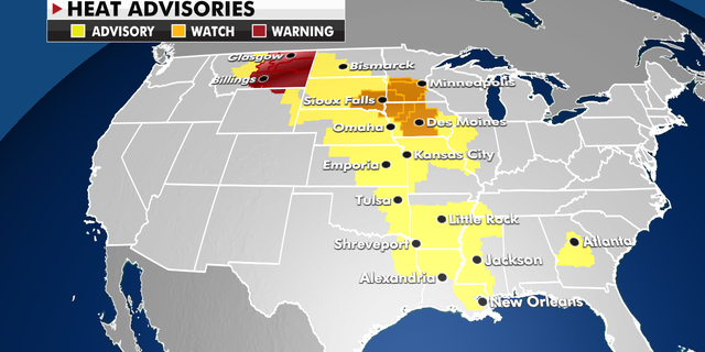 Heat advisories currently in effect. (Fox News)