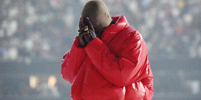 Kanye West is seen at ‘DONDA by Kanye West’ listening event at Mercedes-Benz Stadium on July 22, 2021 in Atlanta, Georgia. 