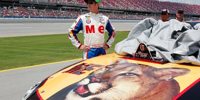 Kurt Busch's NASCAR Cup Series car featured Ricky Bobby's  "Me" livery at Talladega Superspeedway on May 5, 2012.