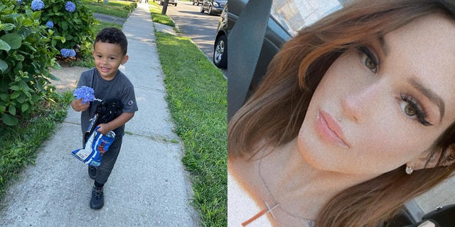 Sebastian Rios (left) was found safe in Tennessee, not far from where his father, 27-year-old Tyler Rios, was arrested.  The boy's mother, 24-year-old Yasemin Uyar (right), was found dead in a wooded area nearby, the family said. 