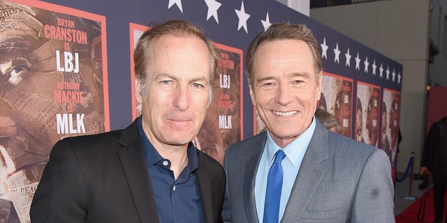 Actors Bob Odenkirk (L) and Bryan Cranston (R) worked together on the series "Breaking Bad."
