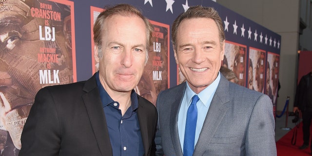 Actors Bob Odenkirk (L) and Bryan Cranston (R) worked together on the series "Breaking Bad."