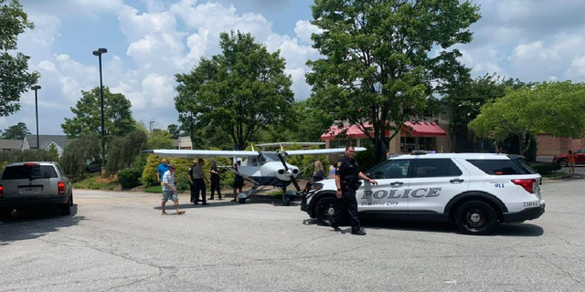 Police say there were no injuries to the pilot or damage to the plane following the landing Sunday. (Peachtree City Police and Fire Rescue)