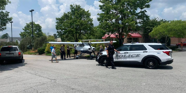Police say there were no injuries to the pilot or damage to the plane following the landing Sunday. (Peachtree City Police and Fire Rescue)