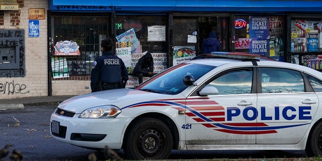 Washington D.C., police show an almost constant presence at the intersection of 5th St NW and Kennedy St.