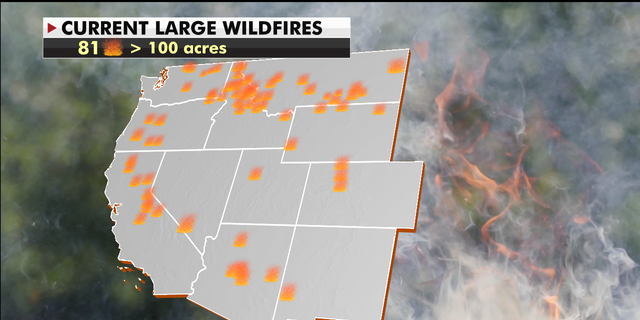 Current wildfires in the United States (Fox News)
