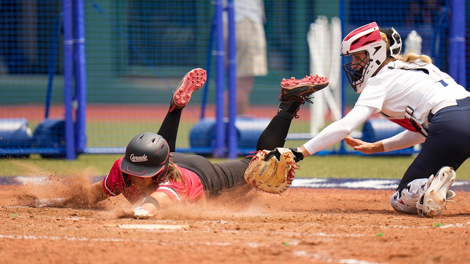 Team Usa S Thrilling Play At The Plate Saves Run Gives Them Second Olympic Softball Victory Fox News