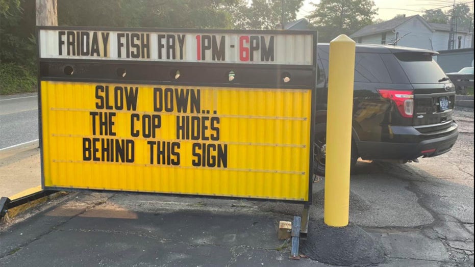 Pennsylvania deli warns of hiding police car: 'The cop hides behind this sign'