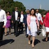 Texas state House Democrats arriving at a news conference on voting rights outside the U.S. Capitol on July 13. 