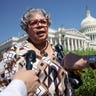  Texas state House Democrat Rep. Senfronia Thompson (TX-141) speaking to members of the media at a news conference on voting rights July 13.