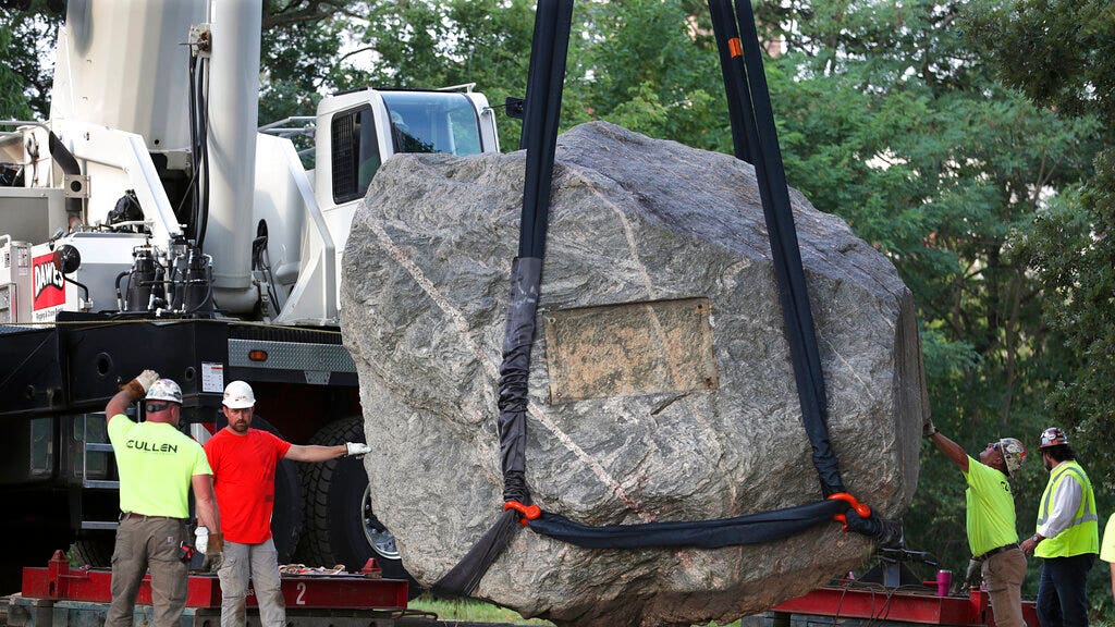 Massive boulder removed from university campus over claims of racism