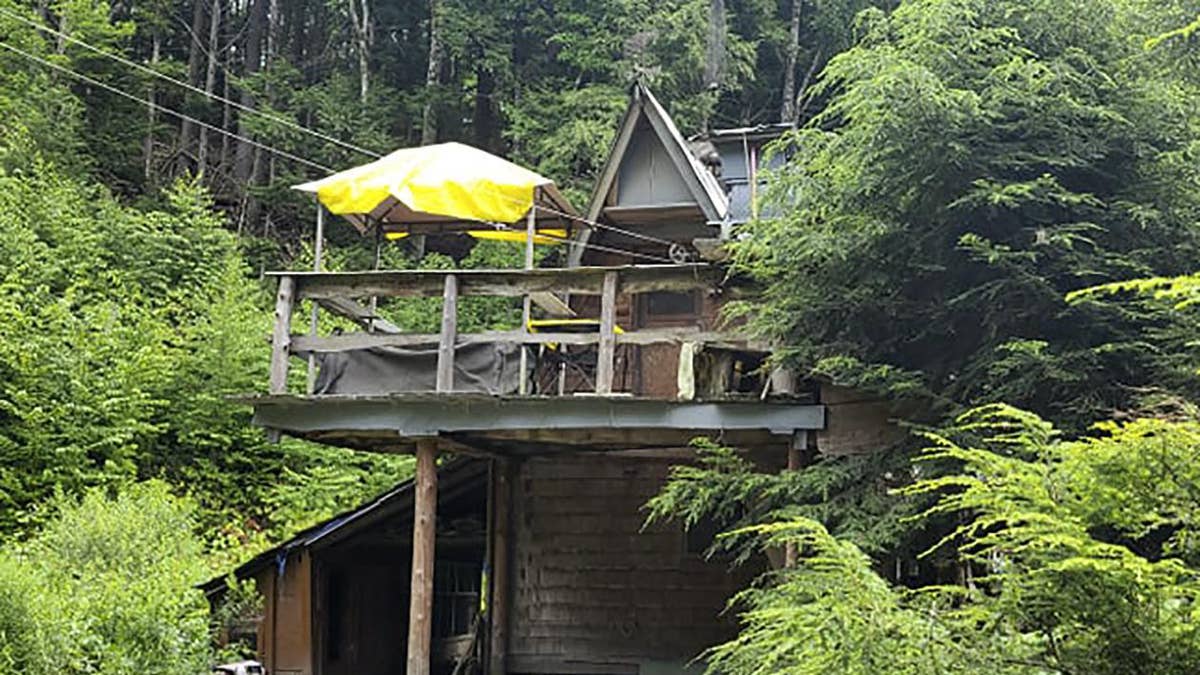 This undated photo provided by Jodie Gedeon shows the shack that David Lidstone, 81, has built and lived in for nearly three decades in the woods of Canterbury, N.H., growing his own food and cutting his firewood. He's now jailed after not complying with a court order to leave, and there's a growing petition to just let "River Dave" live out his days off the grid. (Jodie Gedeon via AP)