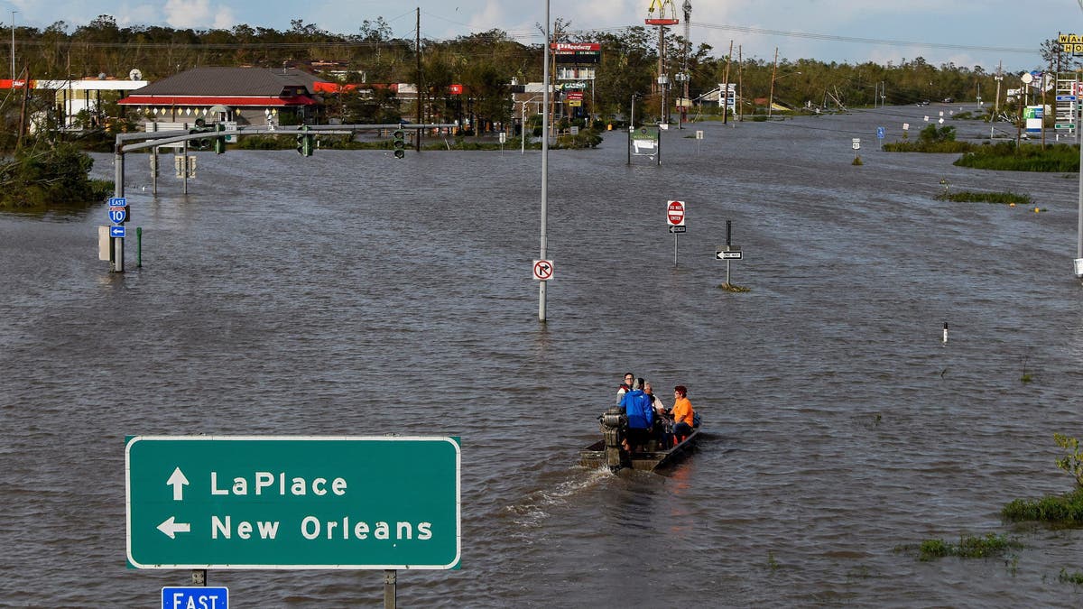 Highway 51 is flooded after Hurricane Ida struck LaPlace, Louisiana, Aug. 30, 2021. 