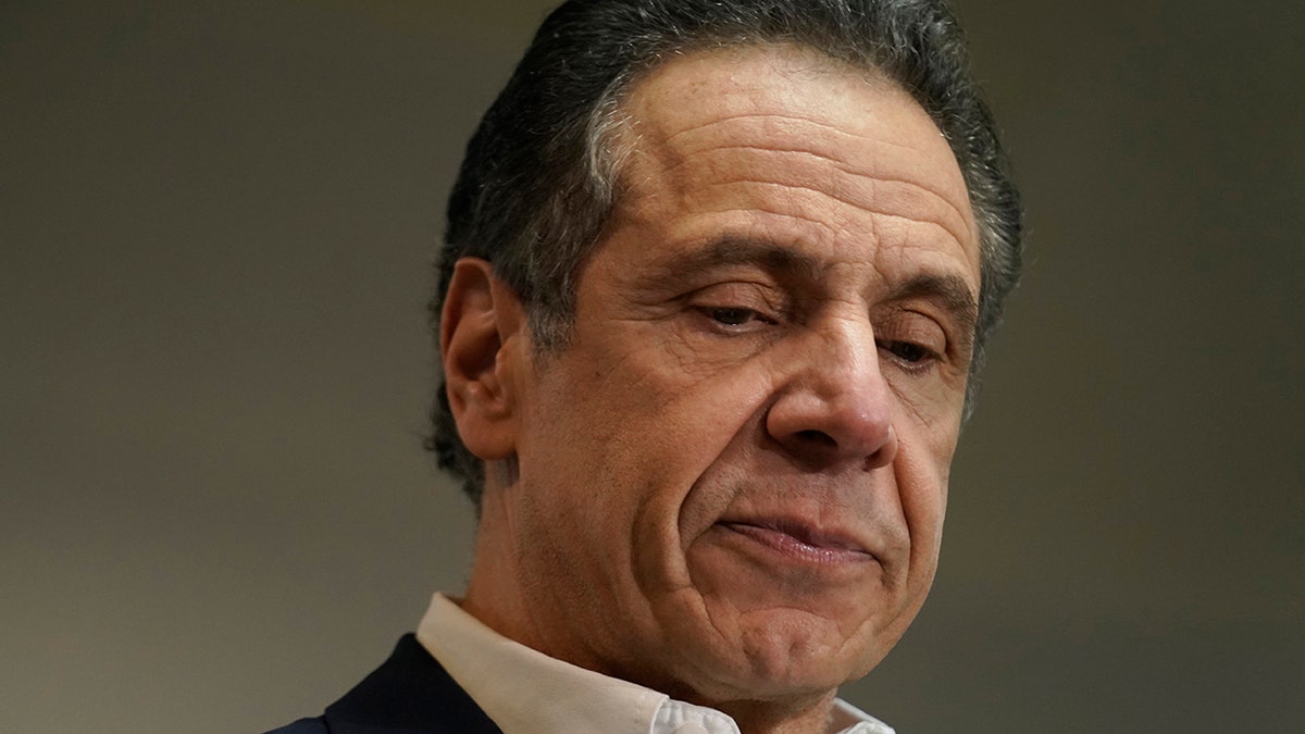 New York Governor Andrew Cuomo speaks before getting vaccinated at a church in the Harlem section of New York, Wednesday, March 17, 2021.