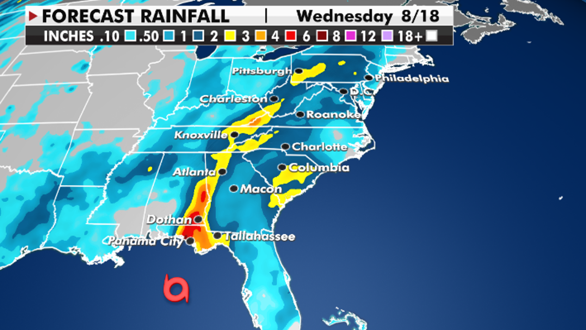 Forecast rainfall totals through Wednesday. 