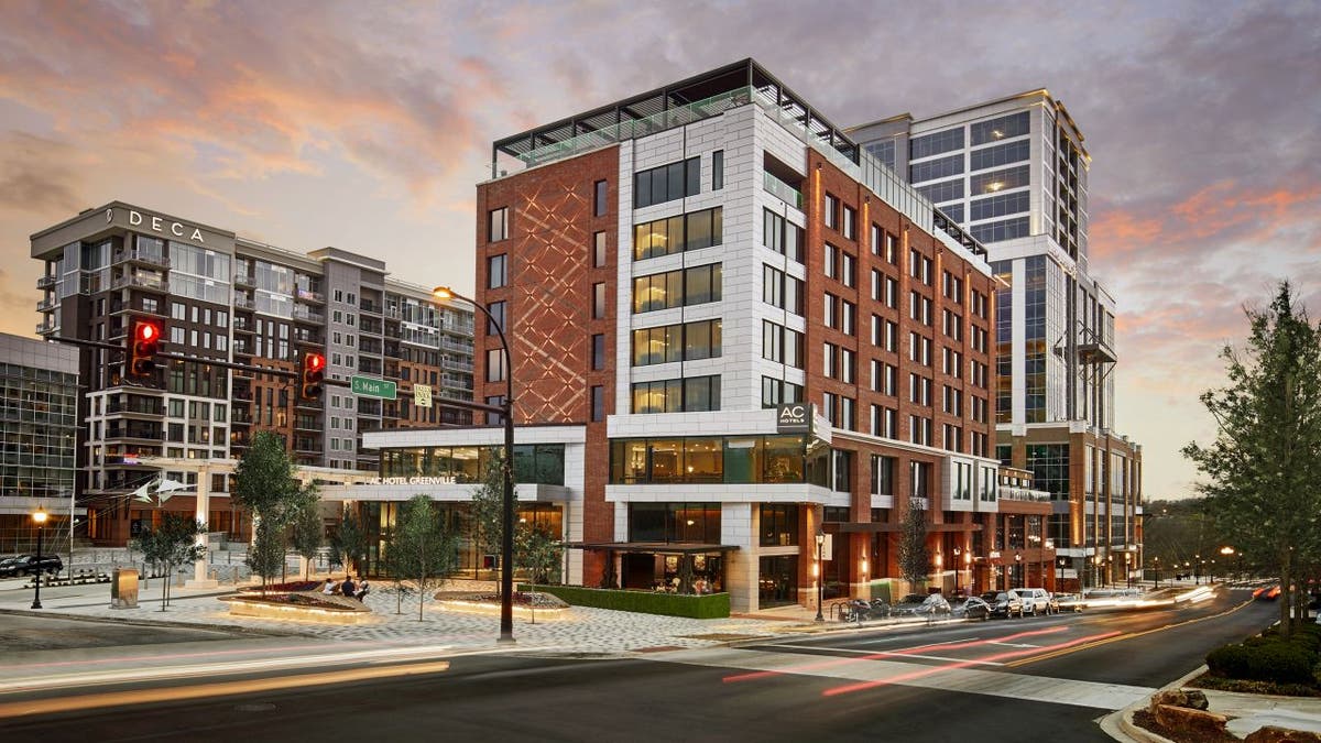 The AC Hotel Greenville Downtown, that’s within walking distance of Falls Park on the Reedy River, the Swamp Rabbit Trail, and the Shoeless Joe Jackson Museum, among many other local draws.