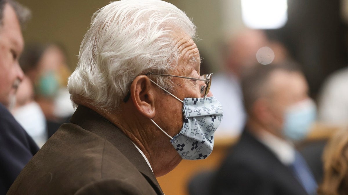 Ruben Flores, father of Paul Flores, sits in court on Monday in San Luis Obispo, Calif. Paul Flores is charged in the killing of missing Cal Poly student Kristin Smart. 