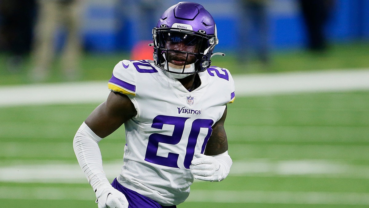FILE - In this Jan. 3, 2021, file photo, Minnesota Vikings cornerback Jeff Gladney plays during the second half of an NFL football game against the Detroit Lions in Detroit.