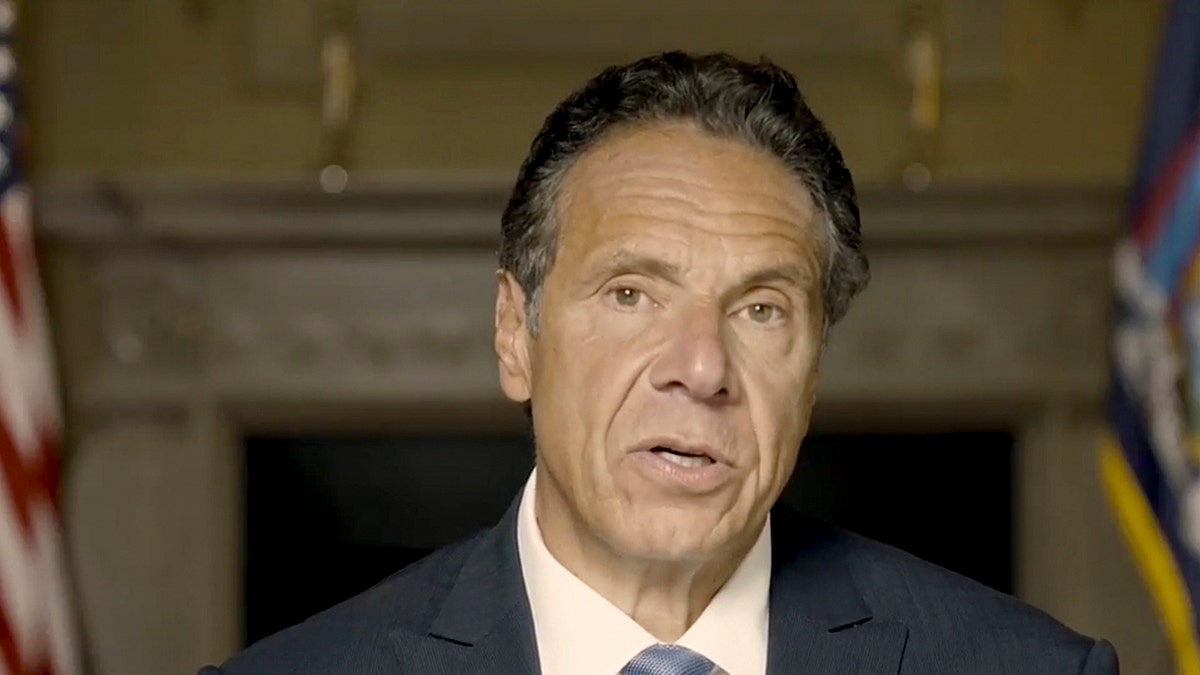 New York Gov. Andrew Cuomo makes a statement in a pre-recorded video released, Tuesday, Aug. 3, 2021.  (Office of the NY Governor via AP)