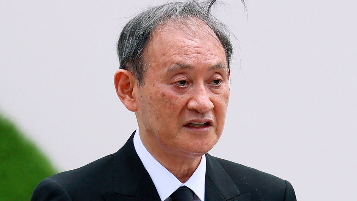 Japan's Prime Minister Yoshihide Suga speaks in Nagasaki, Japan, Aug. 9, 2021. (Associated Press)