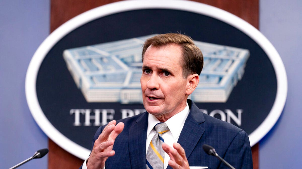 Pentagon spokesman John Kirby speaks during a briefing at the Pentagon in Washington, Thursday, Aug. 12, 2021. (AP Photo/Andrew Harnik)