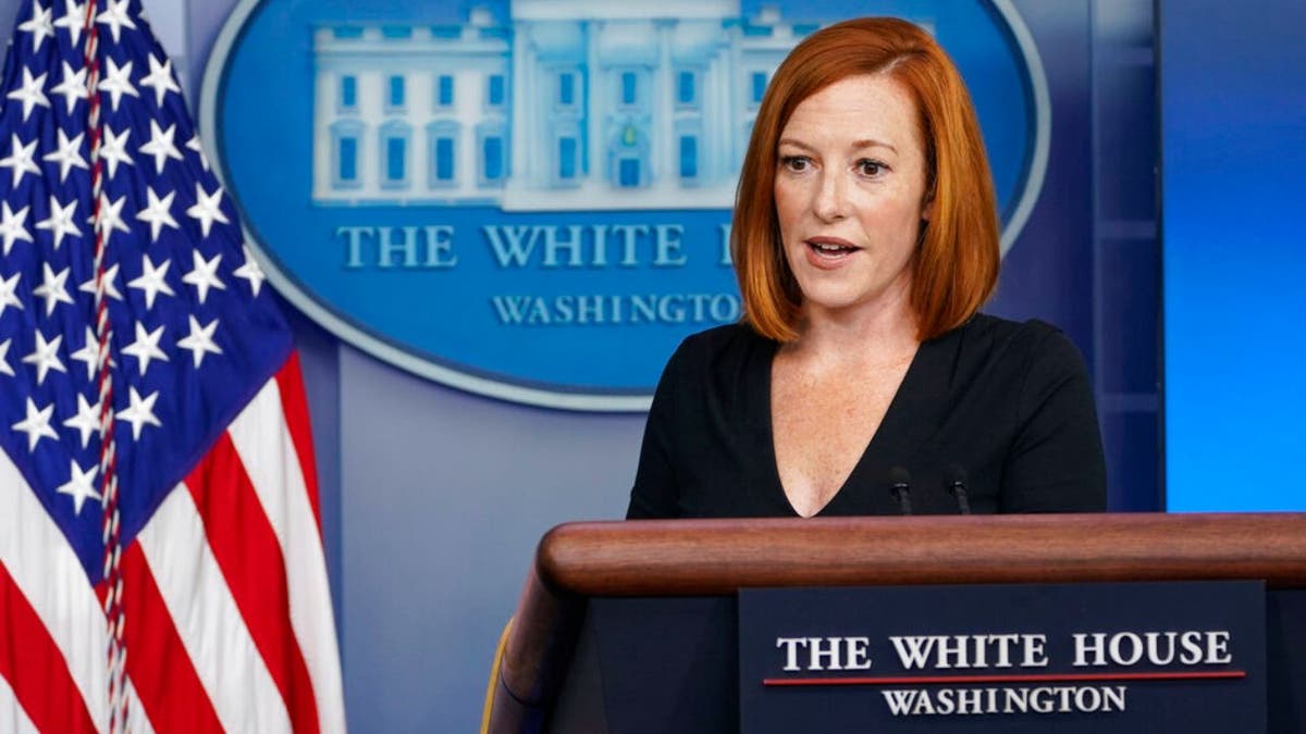White House press secretary Jen Psaki speaks during the daily briefing at the White House in Washington, Friday, Aug. 27, 2021. (AP Photo/Susan Walsh)