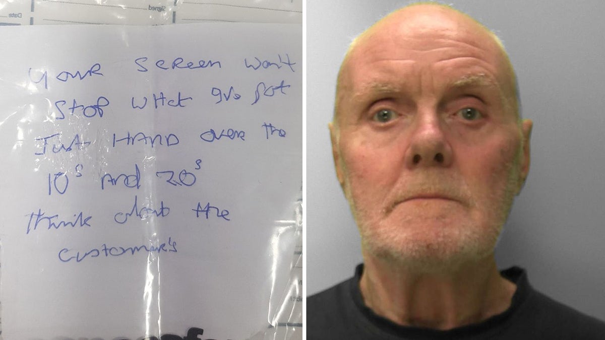 Alan Slattery, and the alleged note. (Sussex Police)